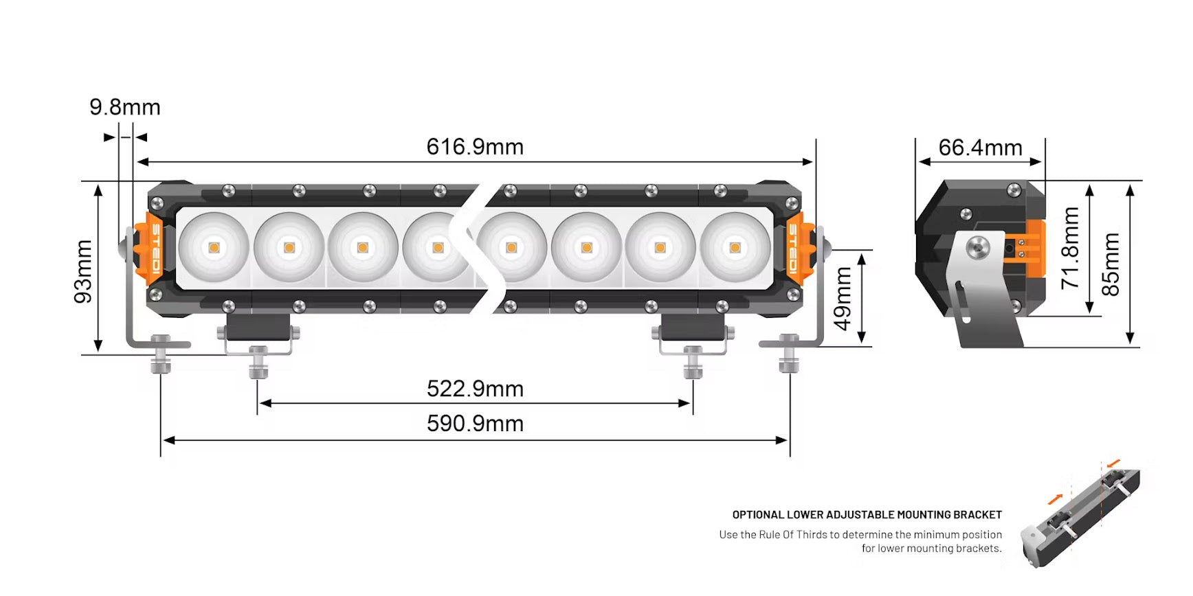 STEDI ST3301 PRO 24.5 Inch 16 LED Light Bar - For BYD Shark 6